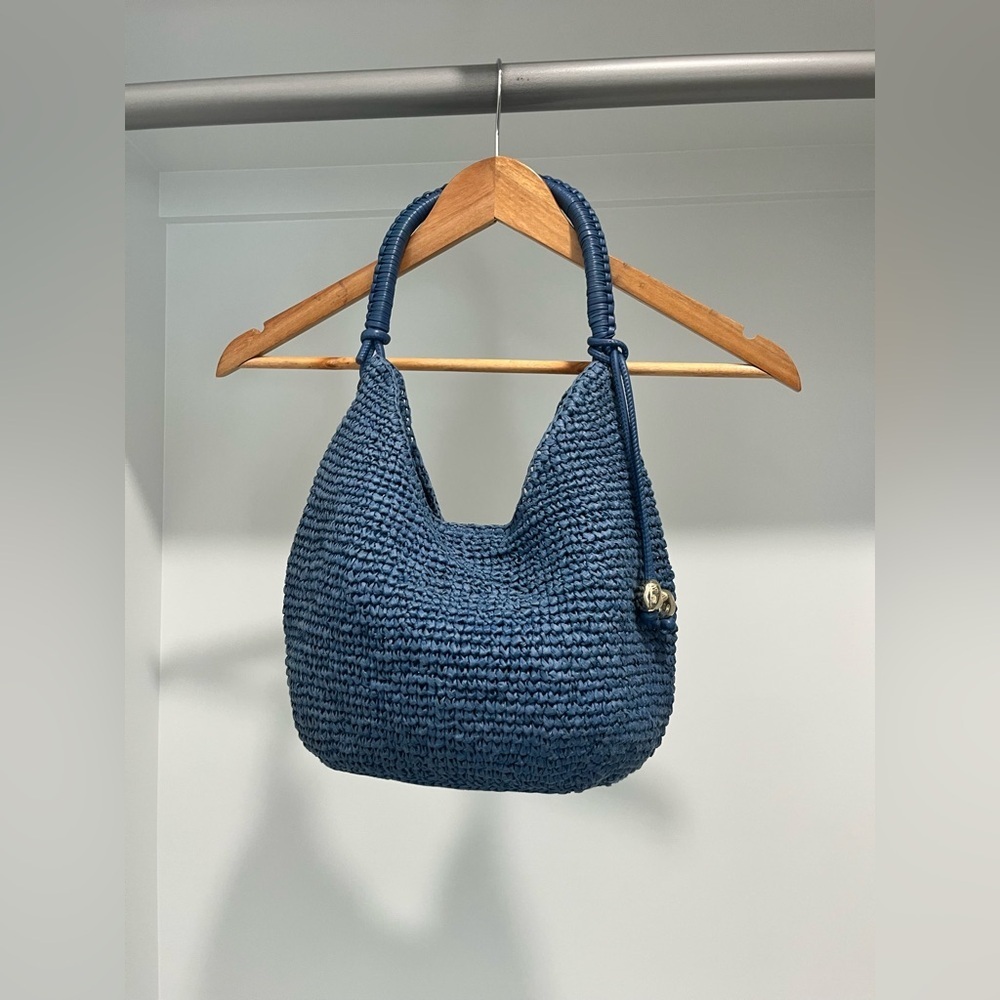 NEW Madewell The Camren Straw Bag with Leather Trim in Distant Ocean NU141 - Picture 4 of 11